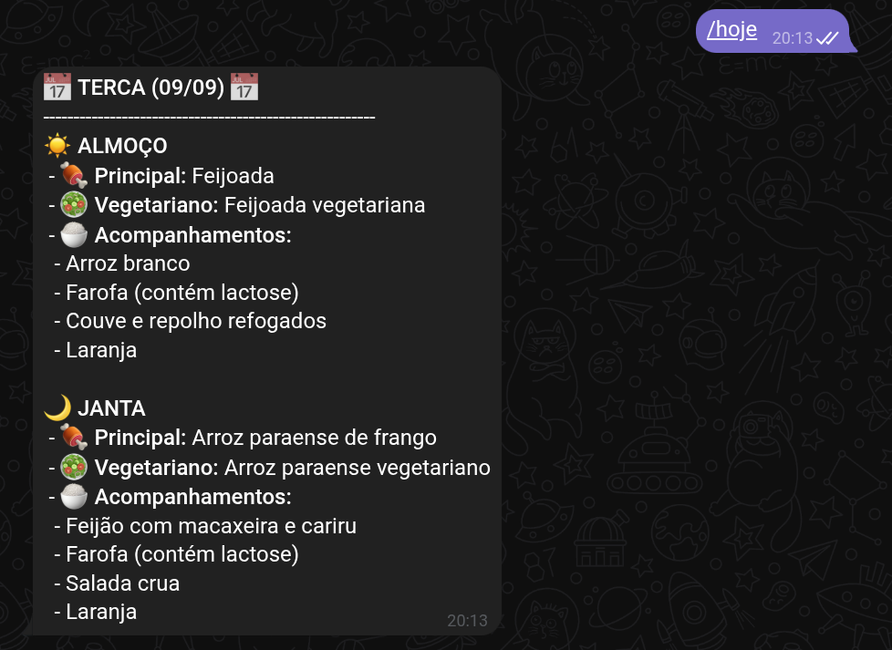 Daily menu